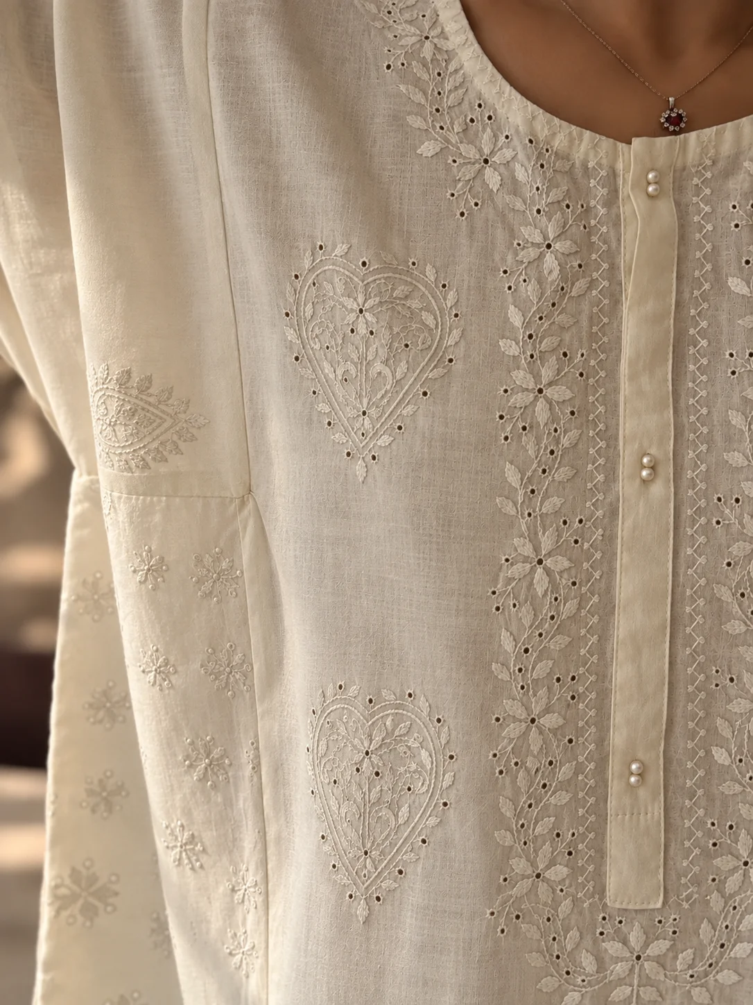 Oni Handmade white handmade embroidery dress